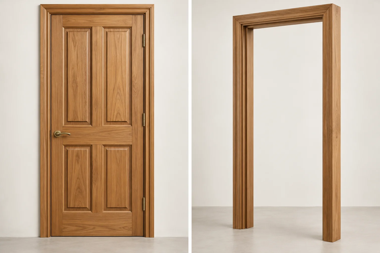 Solid wooden door and solid wooden frame